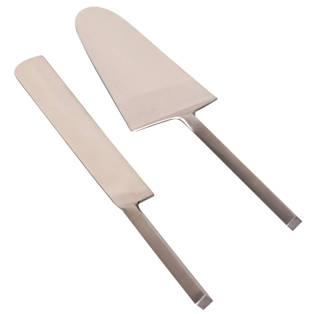 Silver Stainless Steel Classic Dessert Server Set Of 2