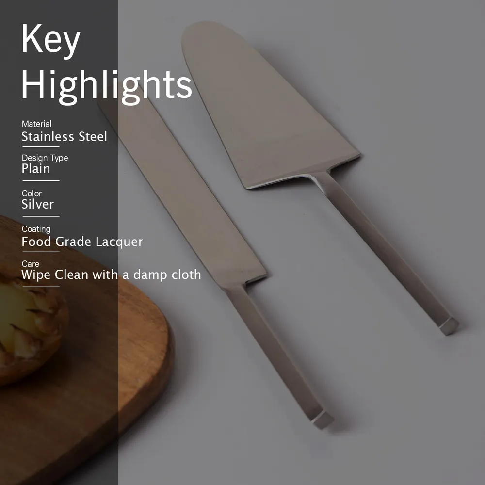 Silver Stainless Steel Classic Dessert Server Set Of 2