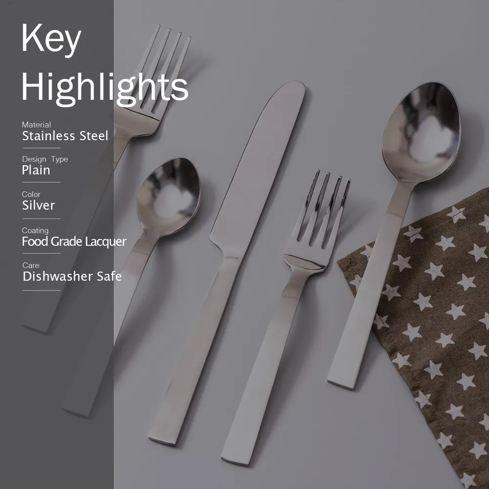 Silver Stainless Steel Dipped Cutlery Set of 5