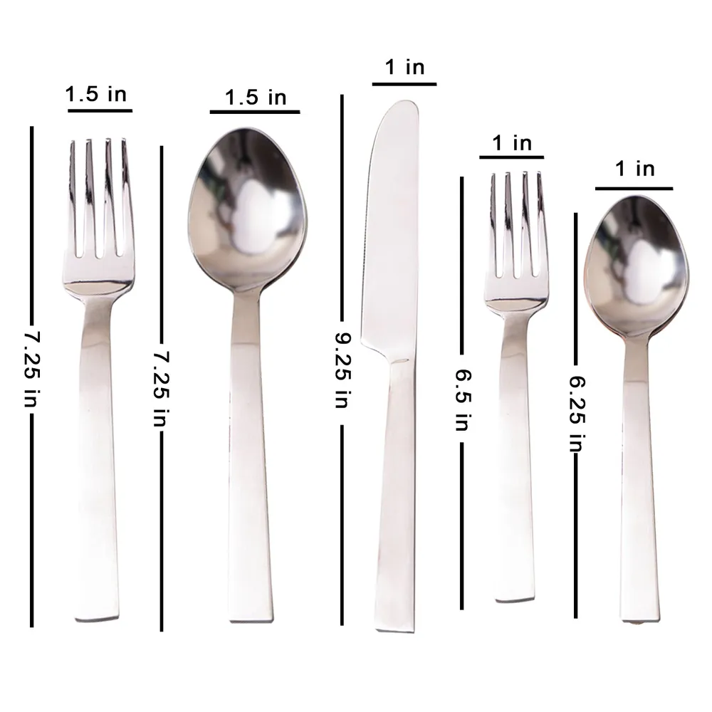 Silver Stainless Steel Dipped Cutlery Set of 5