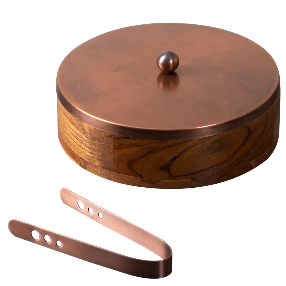 Silver Wooden Casserole/Chapatti Box With Tong