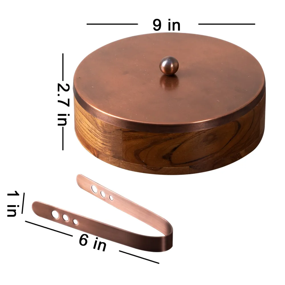 Silver Wooden Casserole/Chapatti Box With Tong
