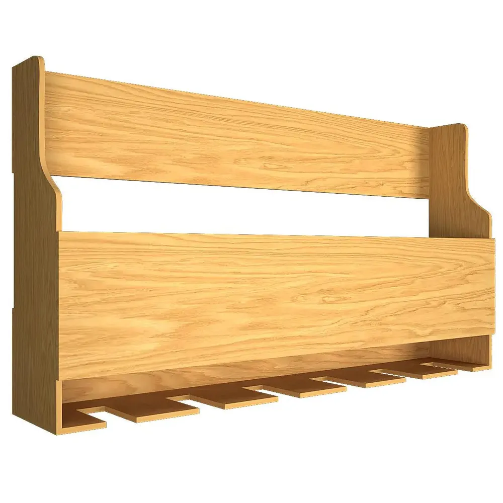 Simplistic Backlit Wooden Wall Mounted Bar Shelf / Mini Bar Cabinet in Light Oak Finish