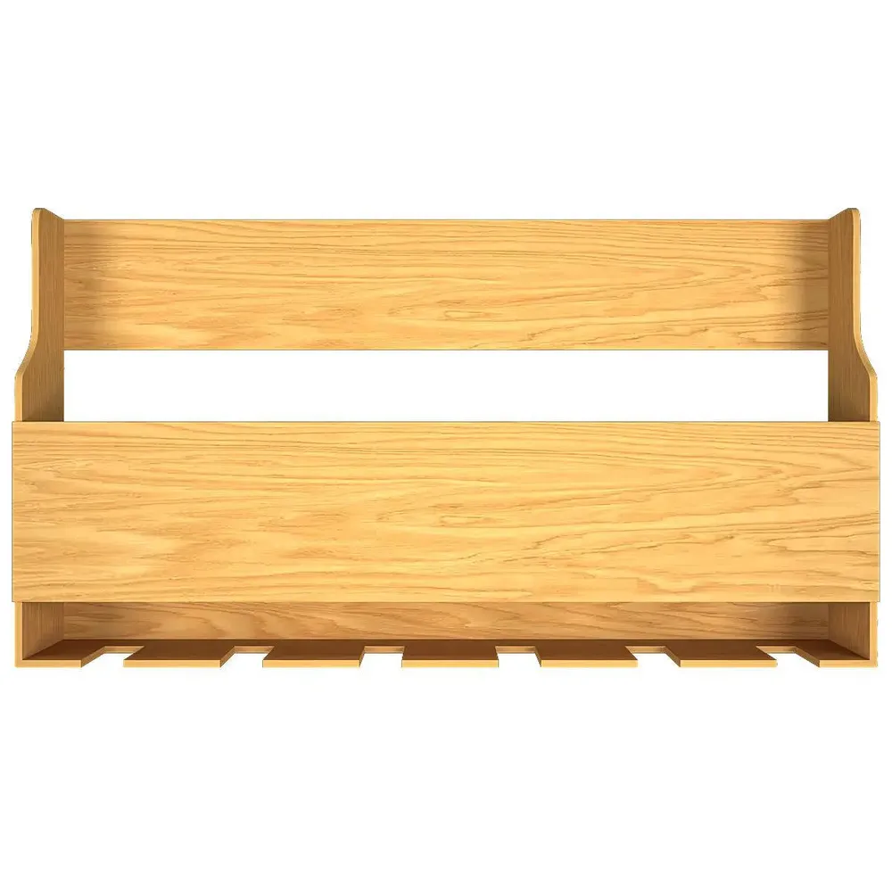 Simplistic Backlit Wooden Wall Mounted Bar Shelf / Mini Bar Cabinet in Light Oak Finish