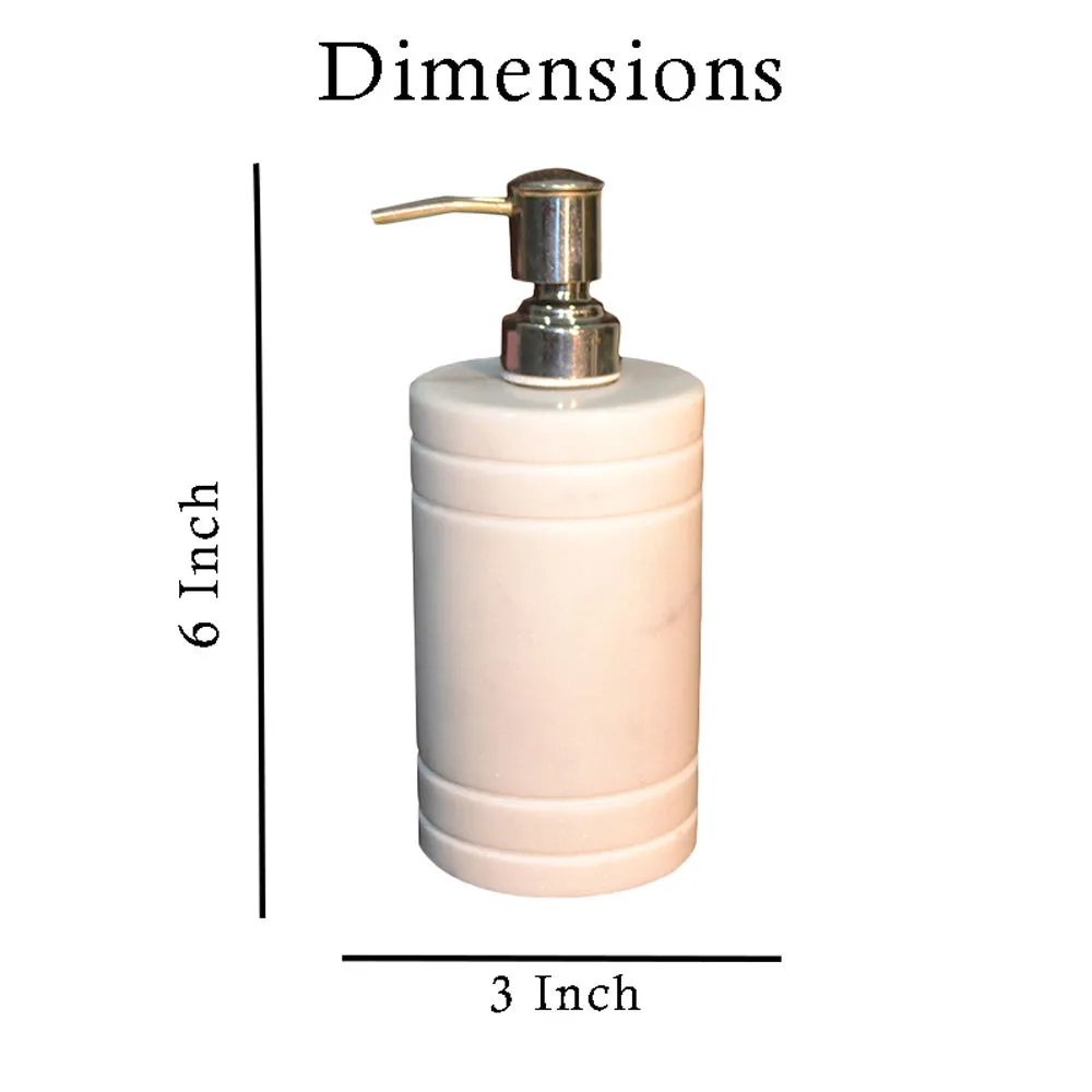 Simplistic Etched White Marble Soap Dispenser for Bathroom