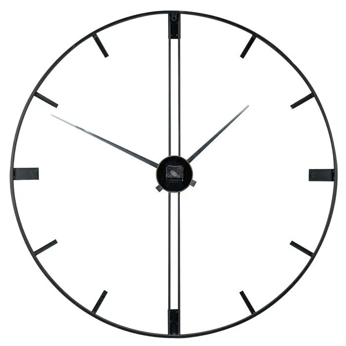 Simplistic Style Black Round Metal Wall Clock