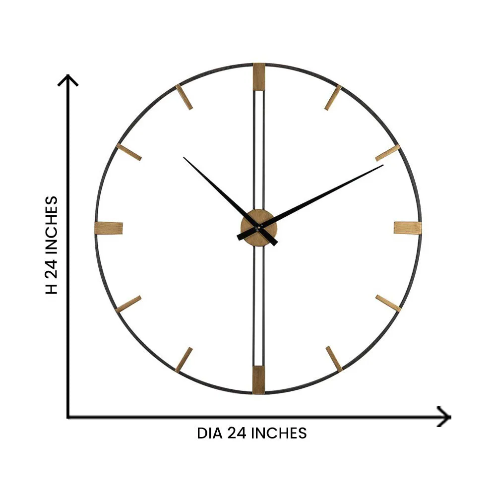 Simplistic Style Black Round Metal Wall Clock