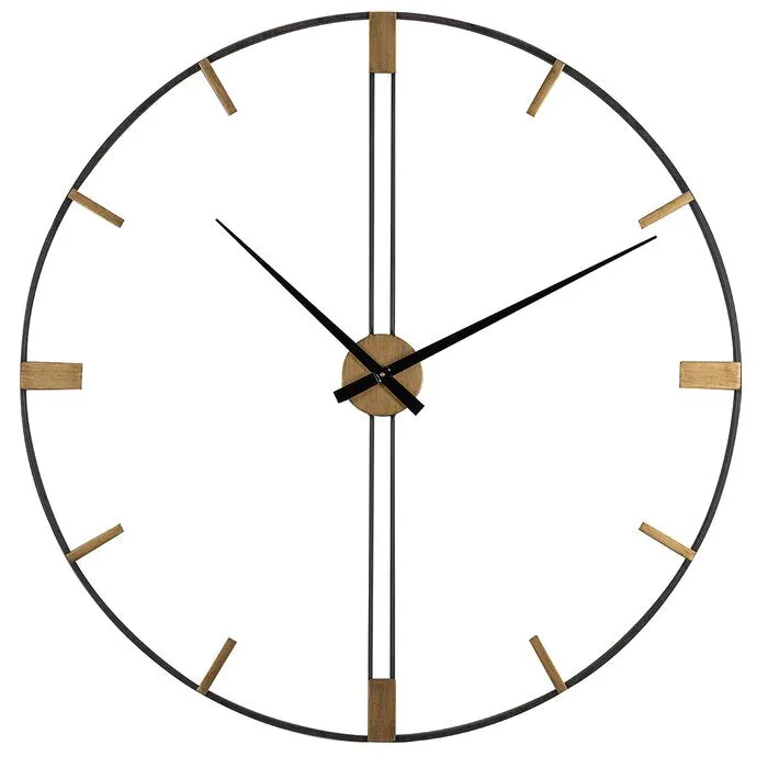 Simplistic Style Black Round Metal Wall Clock