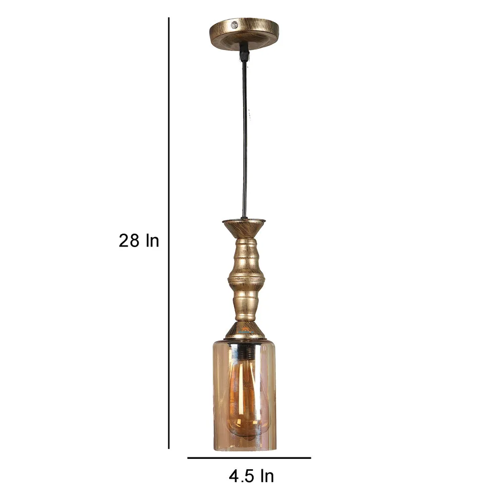 Single Antique Hanging Light with Luster Glass