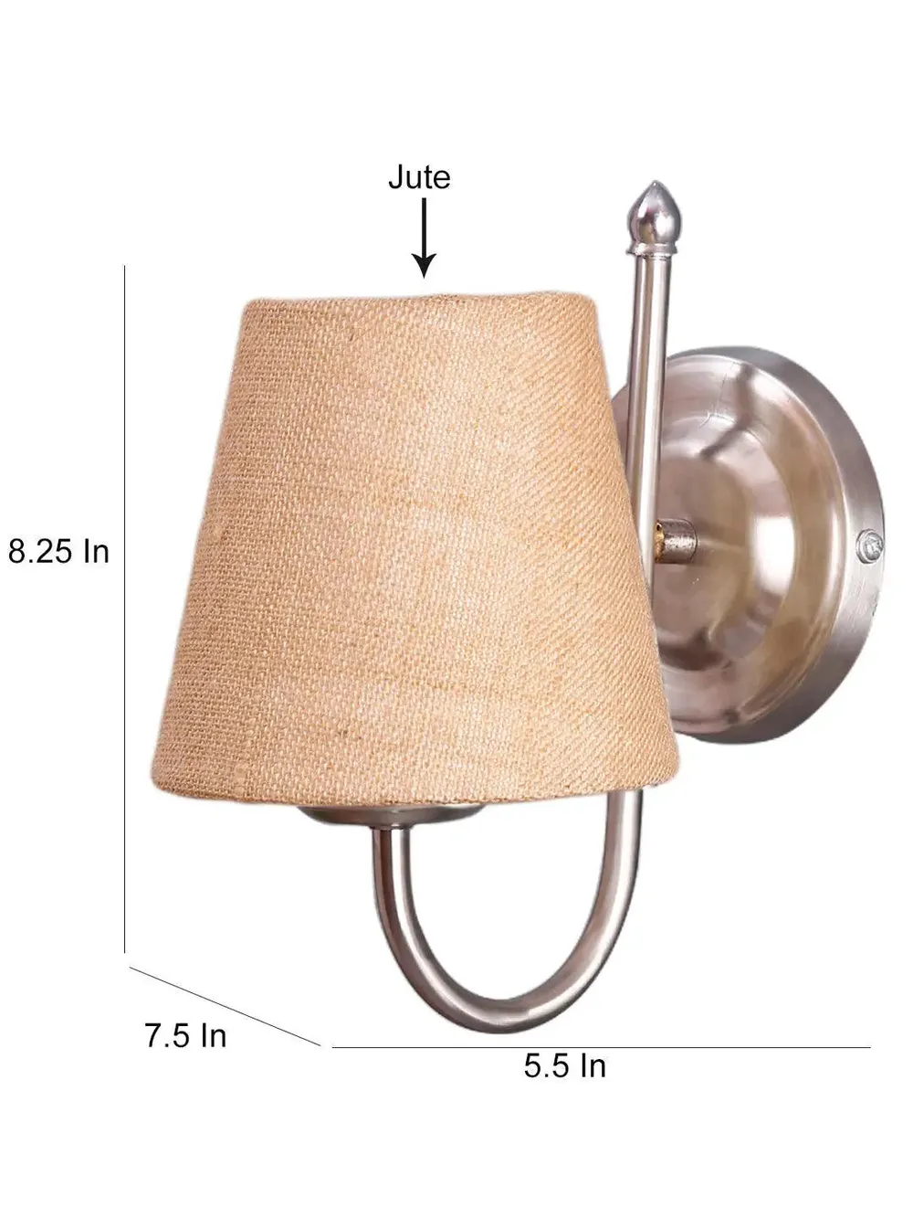 Single Beige Jute Conical Wall Mounted Lamp with Steel Base Single Piece