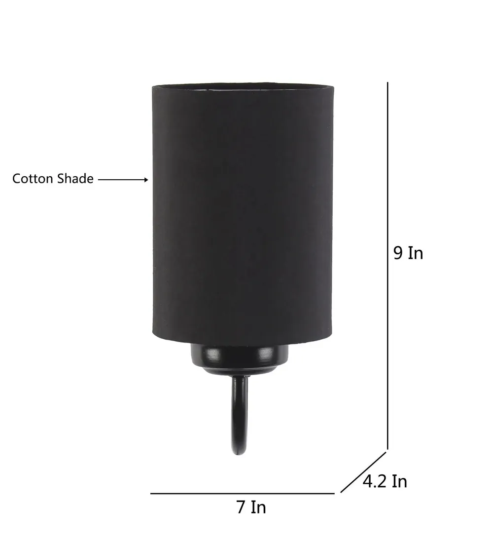 Single Black Cotton Wall Lamp Single Piece