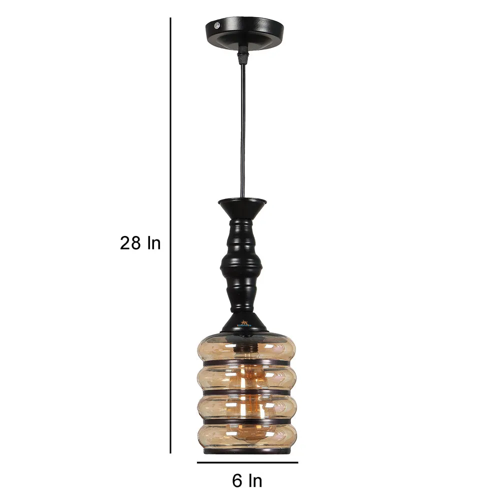 Single Black Hanging Light With Luster Glass