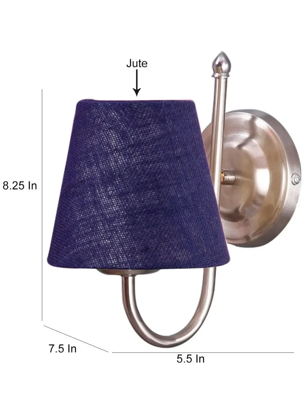 Single Blue Jute Conical Wall Mounted Lamp with Steel Base