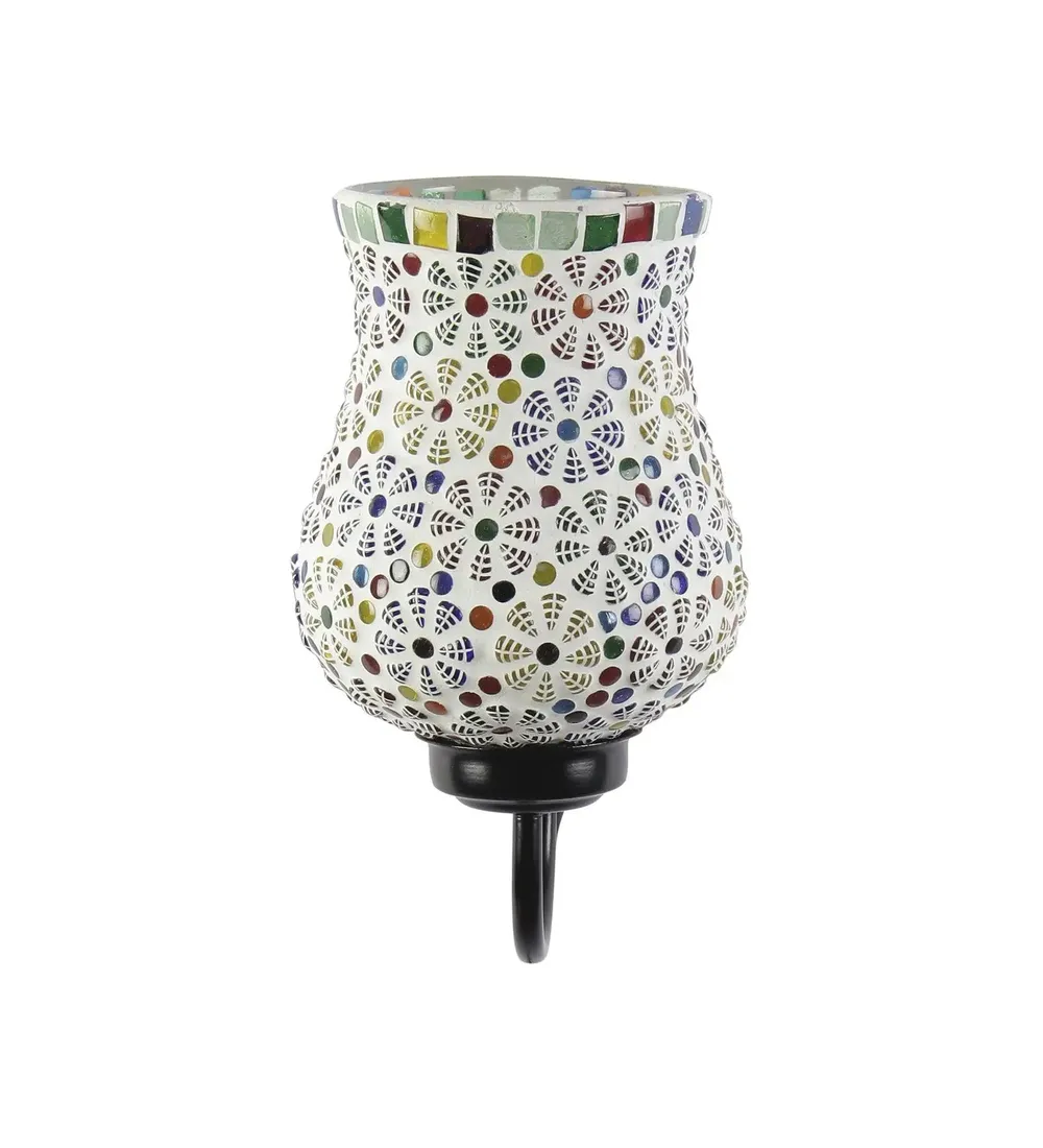 Single Floral Multicolor Mosaic Wall Lamp Single Piece