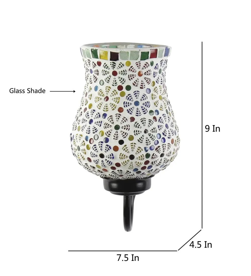 Single Floral Multicolor Mosaic Wall Lamp Single Piece