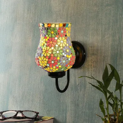 Single Floral Multicolor Mosaic Wall Lamp