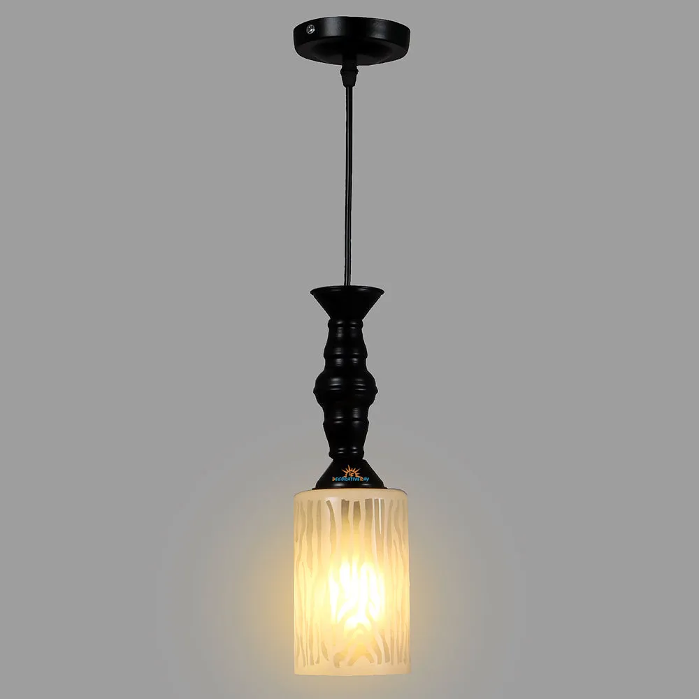 Single Glass Black Metal Light with Extendable Wire for Hanging