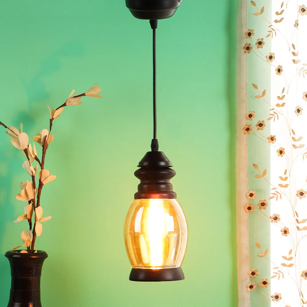 Single Luster Oval Glass Single Hanging Light