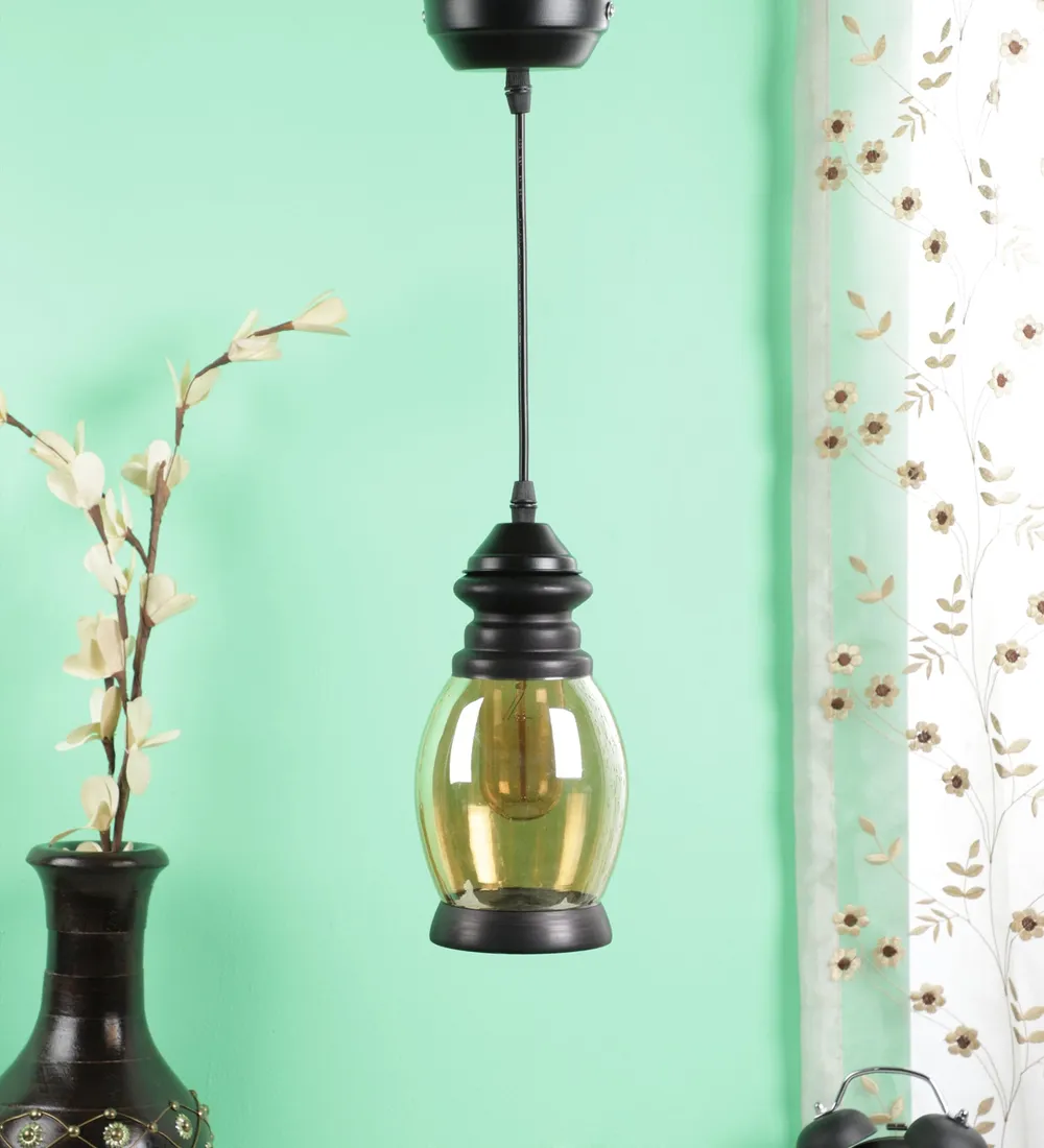 Single Luster Oval Glass Single Hanging Light