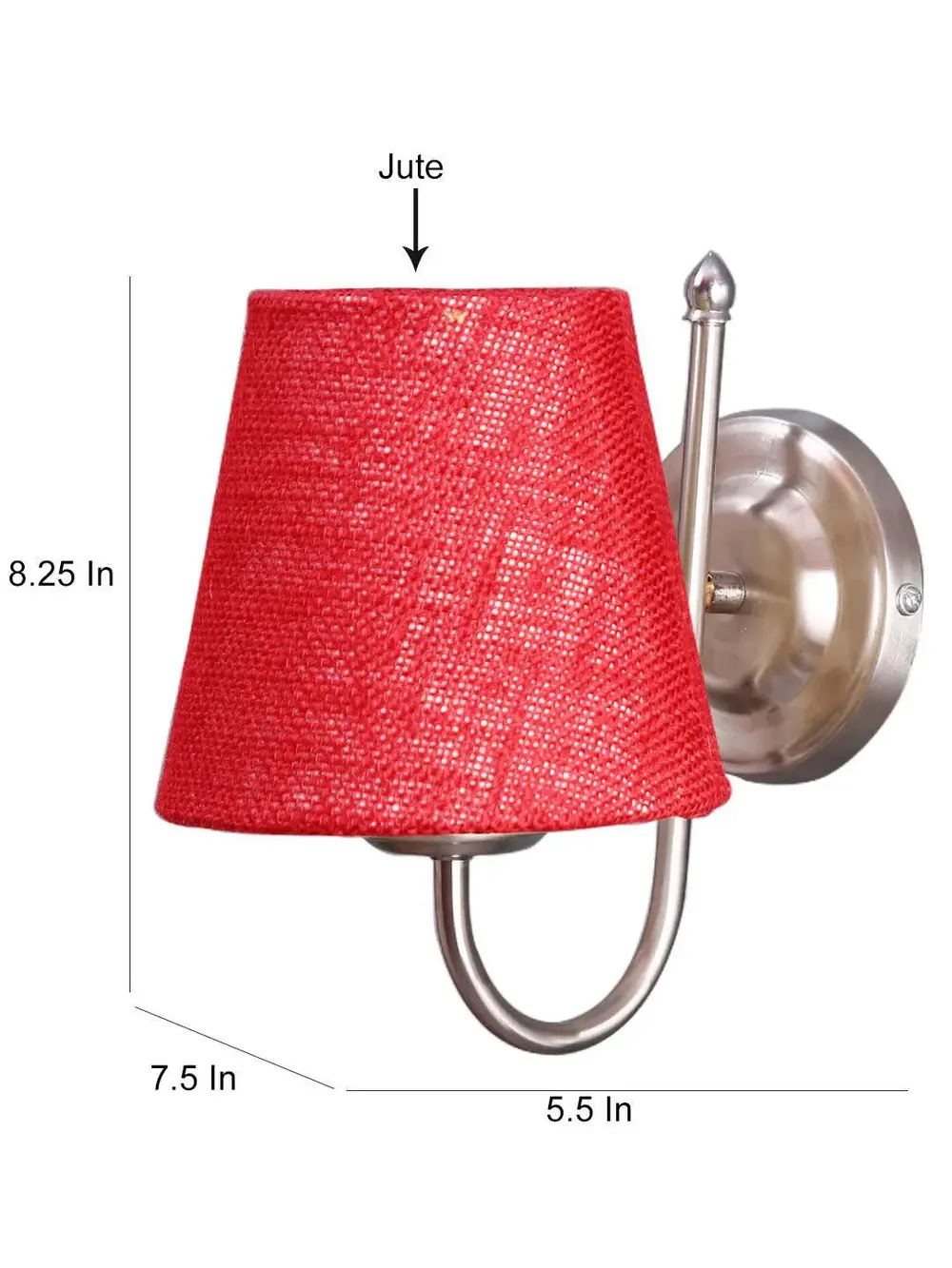 Single Maroon Jute Conical Wall Mounted Lamp with Steel Base Single Piece