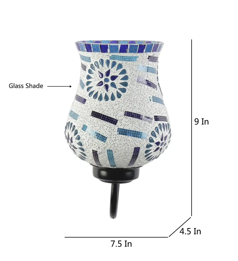 Single Multicolor Blue Toned Mosaic Wall Lamp