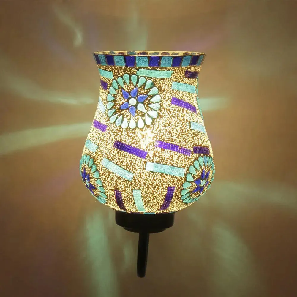 Single Multicolor Blue Toned Mosaic Wall Lamp