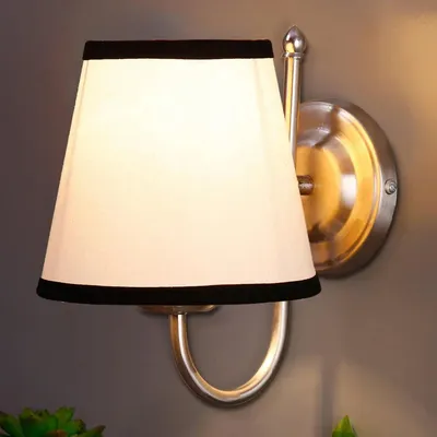 Single Multicolor Cotton Conical Wall Mounted Lamp with Steel Base