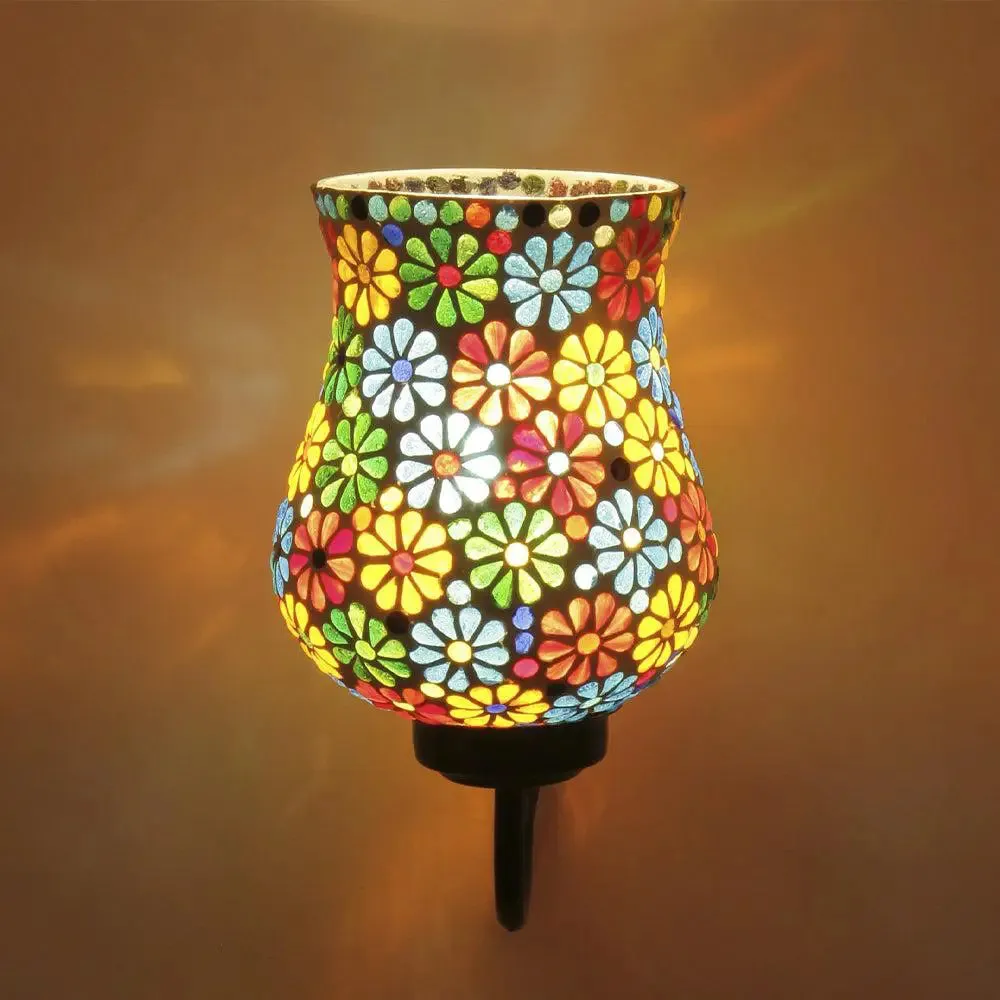 Single Multicolor Floral Mosaic Wall Lamp