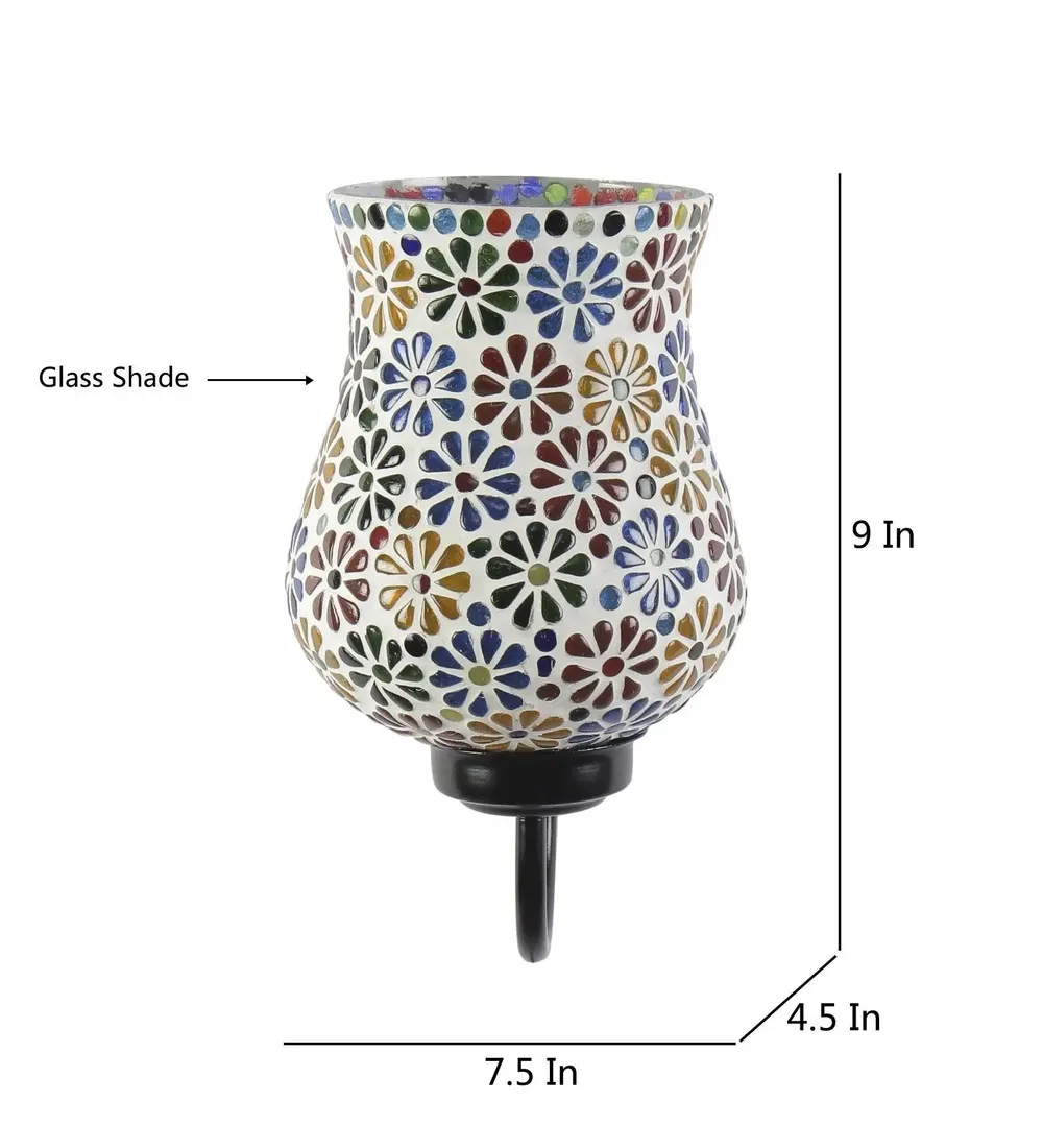 Single Multicolor Floral Mosaic Wall Lamp
