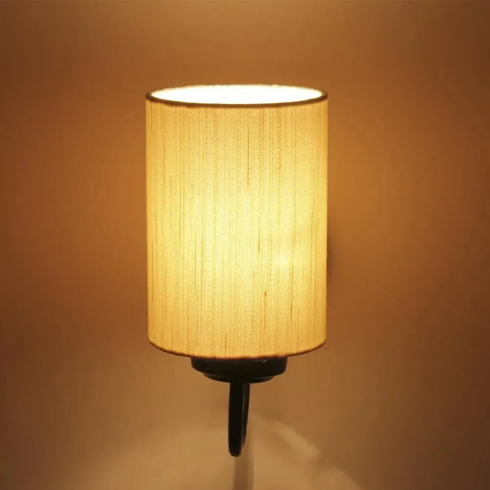 Single Off-white Cotton Shade Wall Lamp Single piece