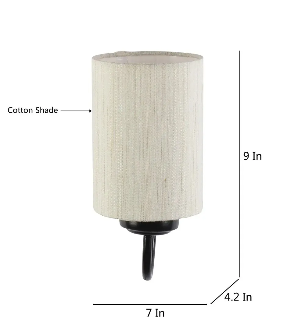 Single Off-white Cotton Shade Wall Lamp Single piece