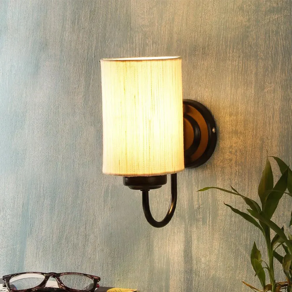 Single Off-white Cotton Shade Wall Lamp Single piece