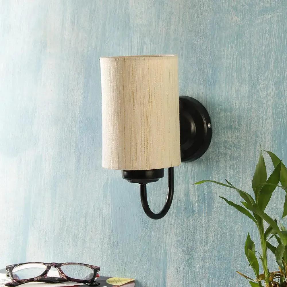 Single Off-white Cotton Shade Wall Lamp Single piece