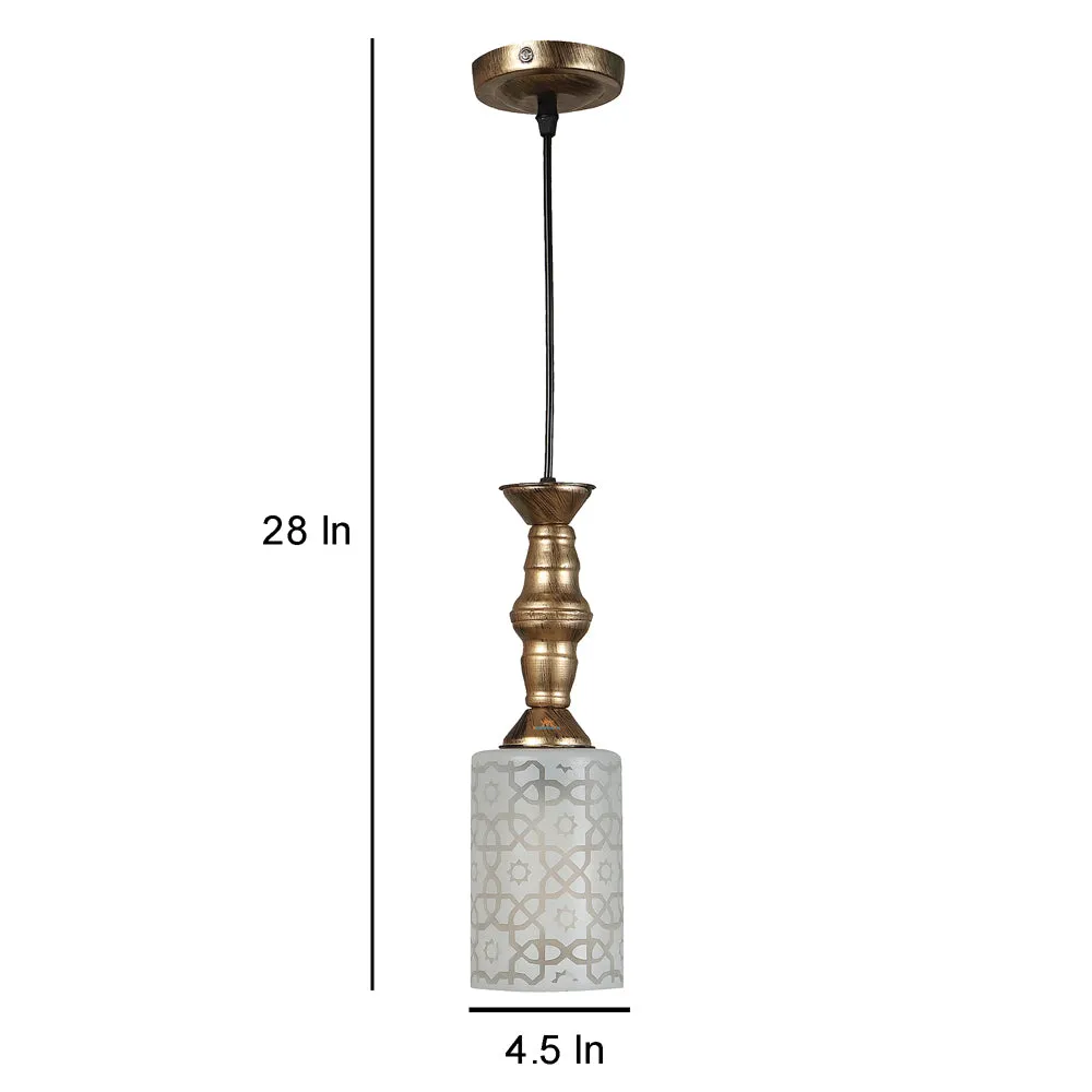 Single White Glass Antique Hanging Light (Cylindrical)