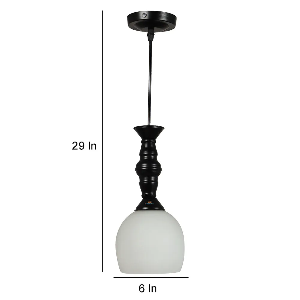 Single White Hanging Light with Cutdoom Glass