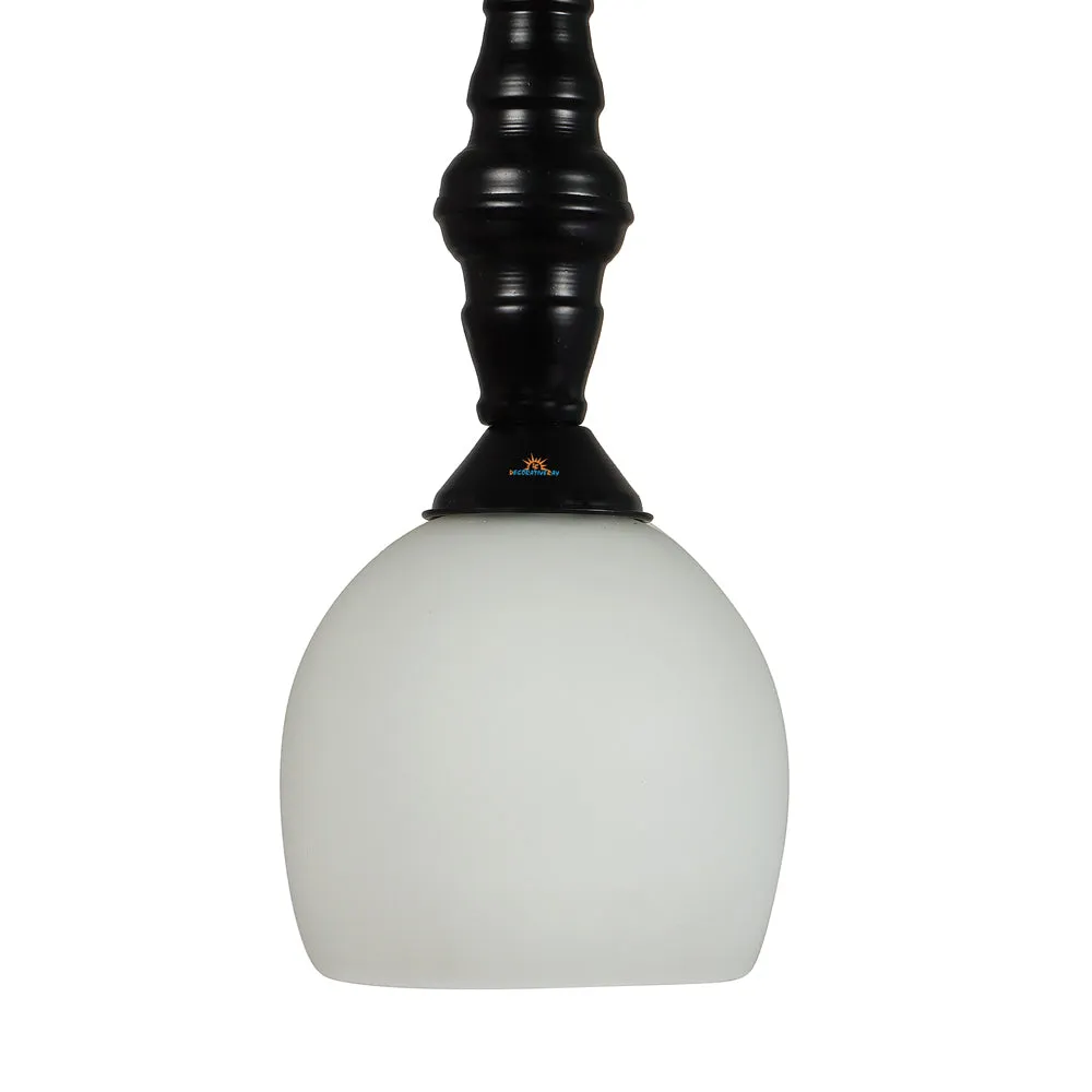 Single White Hanging Light with Cutdoom Glass