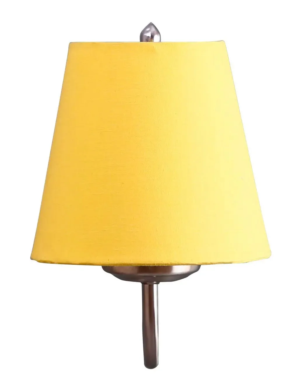 Single Yellow Cotton Conical Wall Mounted Lamp with Steel Base