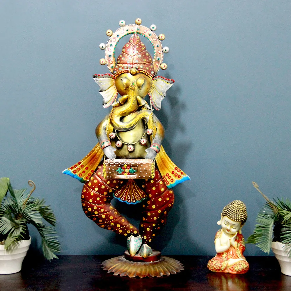 Sitting Ganesha Artistic Metal Table Accent Single Piece