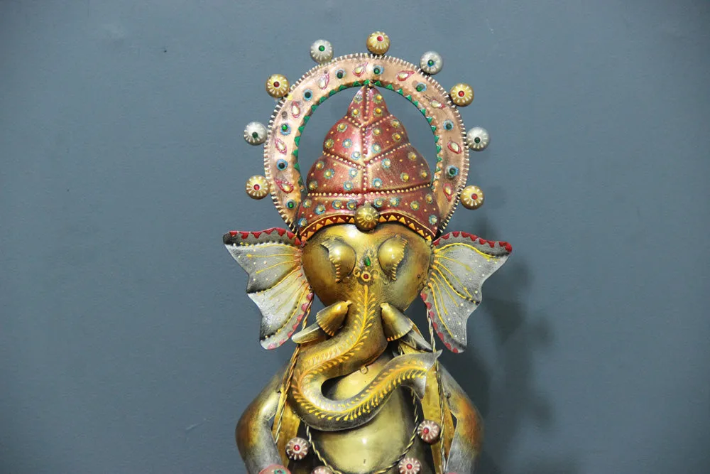 Sitting Ganesha Artistic Metal Table Accent Single Piece