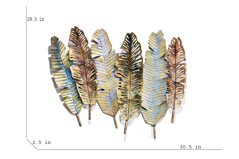 Six Banana Leaves Metal Wall Art Decor