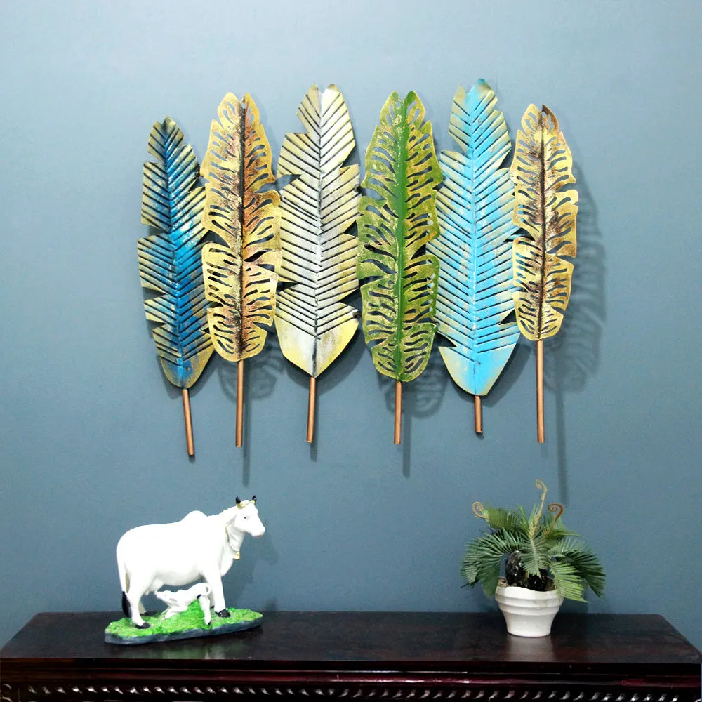 Six Banana Leaves Metal Wall Art Decor