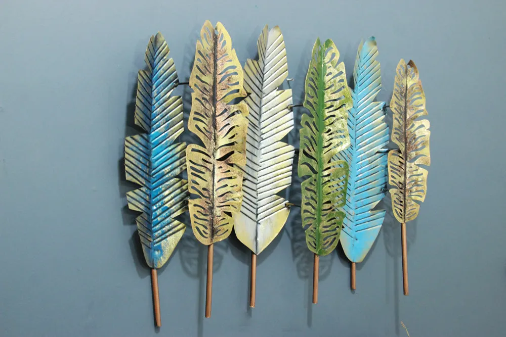Six Banana Leaves Metal Wall Art Decor