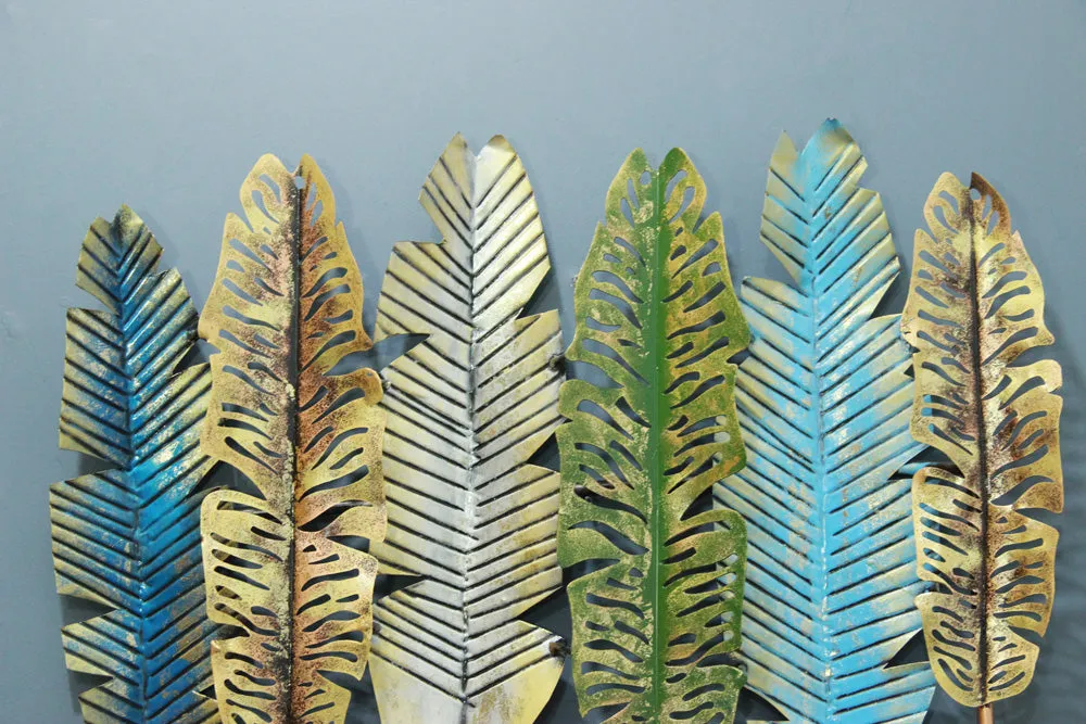 Six Banana Leaves Metal Wall Art Decor