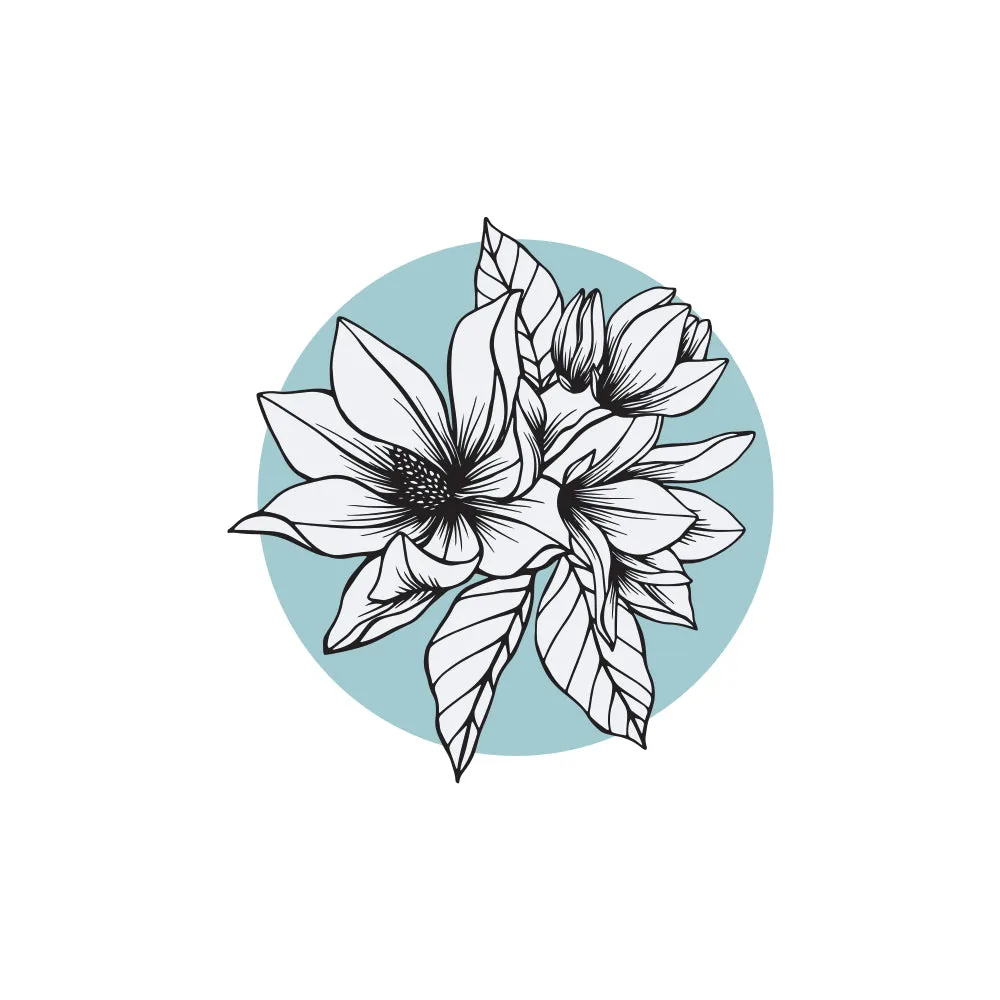 Sketched White Flowers Round Wall Stickers