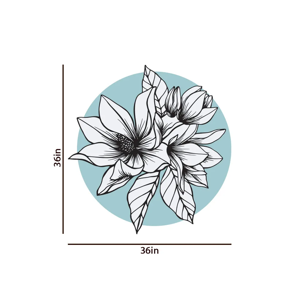 Sketched White Flowers Round Wall Stickers