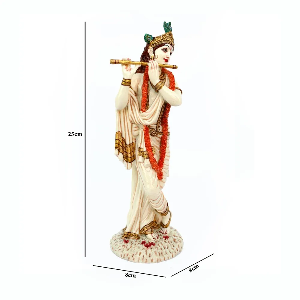 Skillfully Handcrafted Highly Detailed Charming Lord Krishna Idol In Polyresin