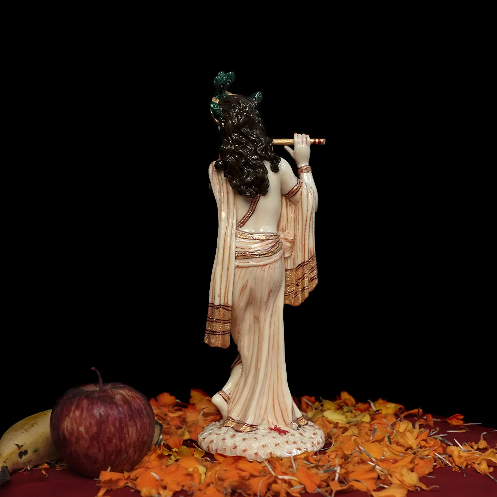 Skillfully Handcrafted Highly Detailed Charming Lord Krishna Idol In Polyresin