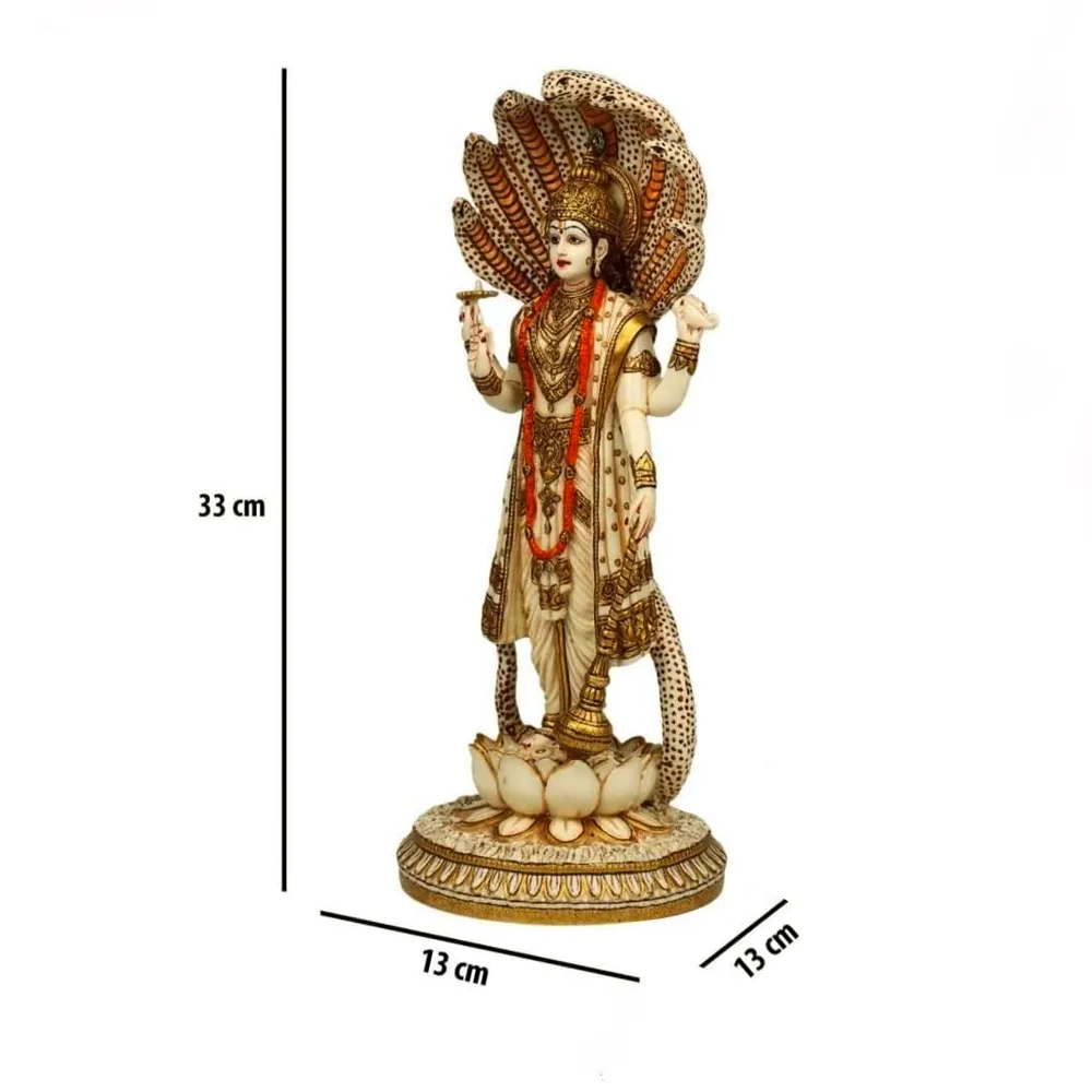 Skillfully Handcrafted Highly Detailed Divine Lord Vishnu Idol In Polyresin