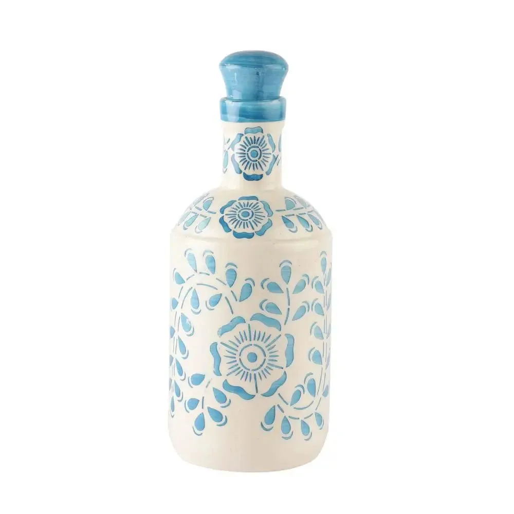 Sky Blue Floral Handpainted Ceramic Oil Dispenser