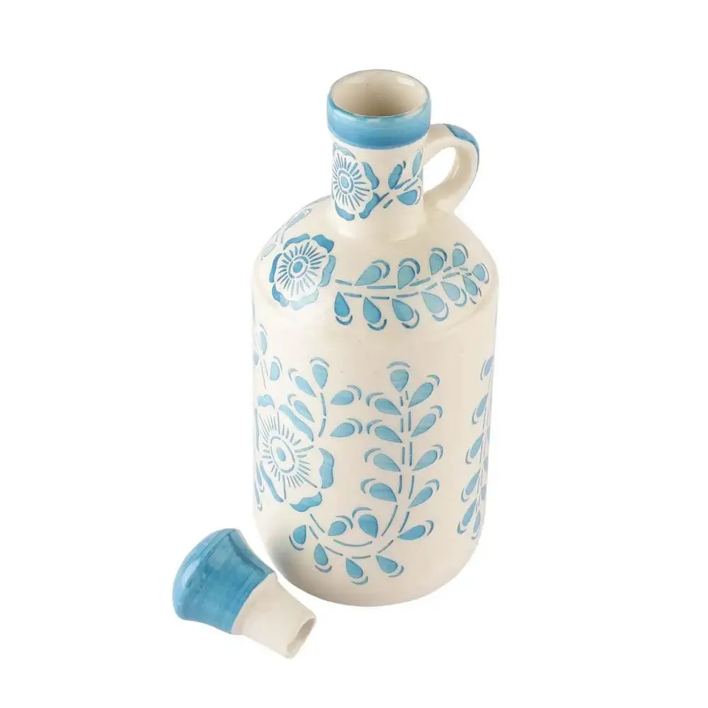 Sky Blue Floral Handpainted Ceramic Oil Dispenser